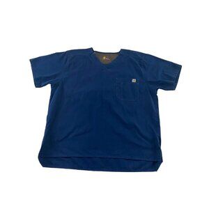Carhartt Men's Blue Short Sleeve V neck Scrubs Top - XL